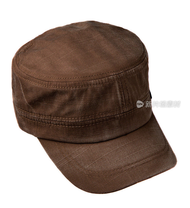 运动帽孤立在一个白色背景。棕色帽