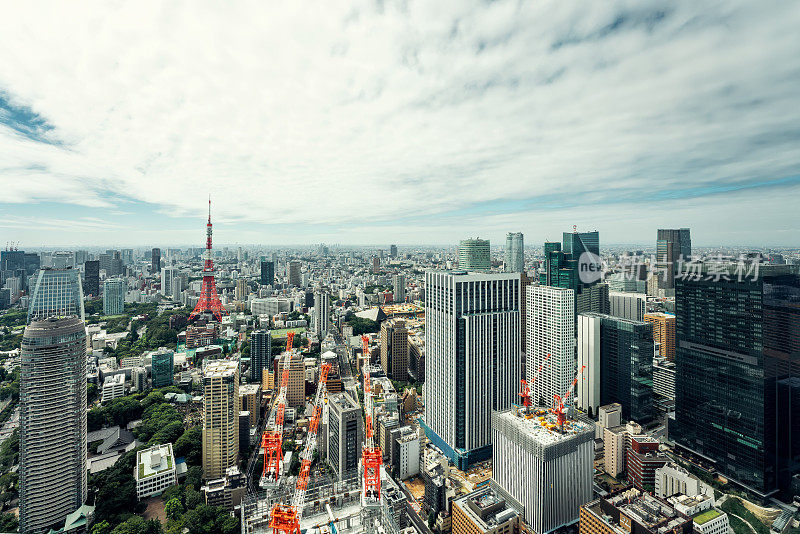 东京城市景观鸟瞰图，日本
