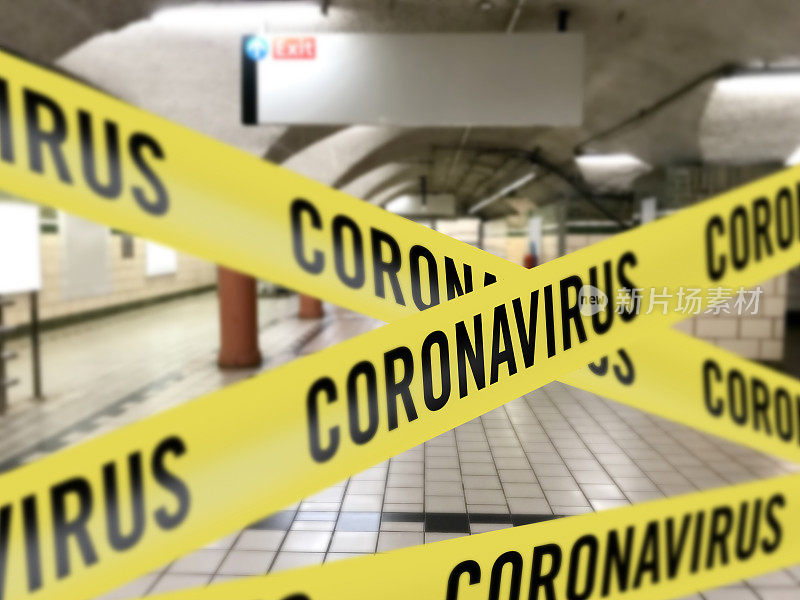 有冠状病毒警告的地铁站