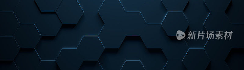 深蓝色六角形瓷砖背景(3d插图)