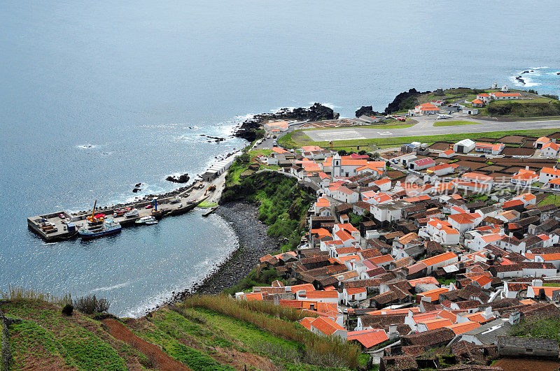 科沃镇，港口和机场，科沃岛，亚速尔群岛，葡萄牙