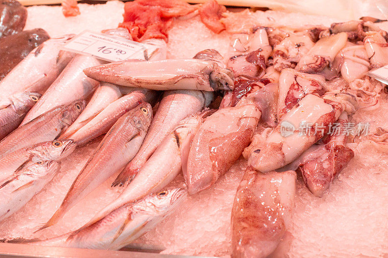 西班牙巴伦西亚中央市场的鱼市场