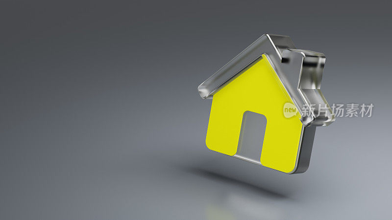 房地产、抵押、贷款的概念。家庭-三维光滑的灰色背景图标。