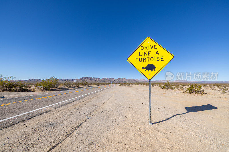 在加州莫哈韦沙漠像乌龟路标一样开车