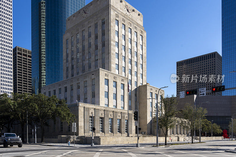 休斯顿市政厅大楼显示在休斯敦，得克萨斯州，美国。