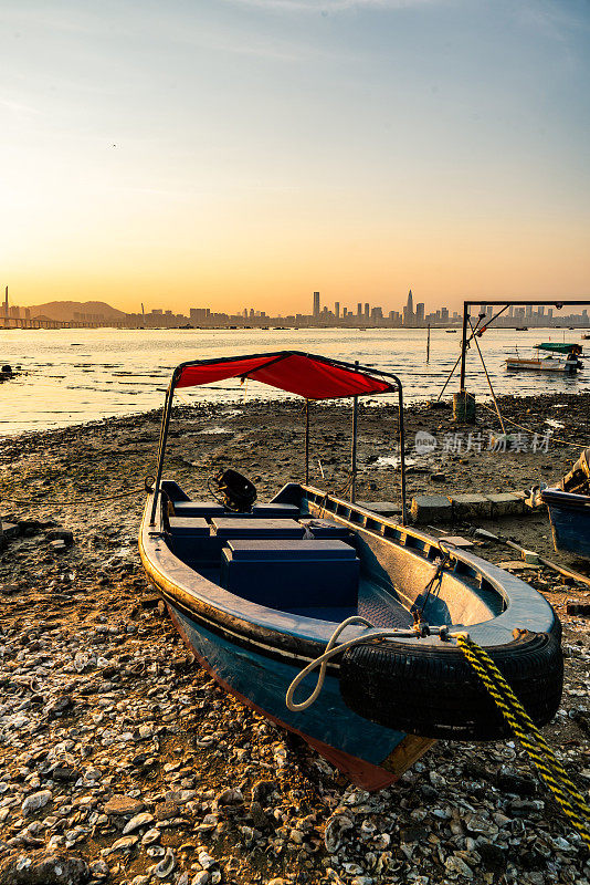 香港新界元朗流浮山的日落