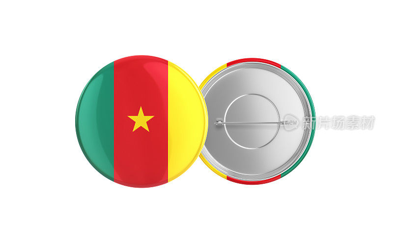 喀麦隆国旗徽章别针动作捕捉，前后剪辑路径