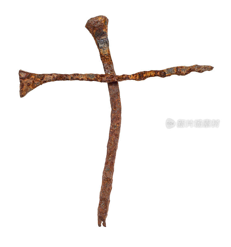 十字架形状的生锈钉子