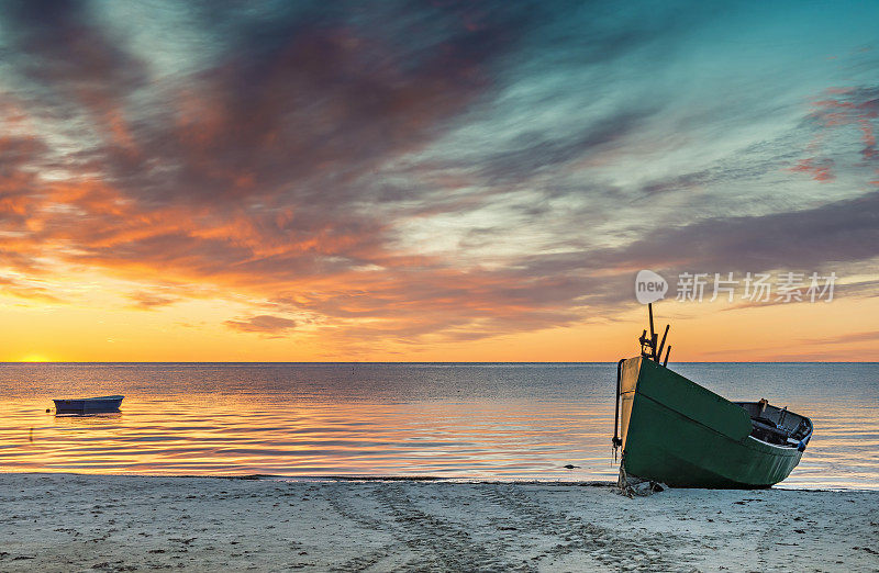 黎明时分的海岸景观，波罗的海，拉脱维亚