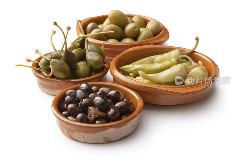 西班牙小吃:橄榄、辣椒和刺山柑