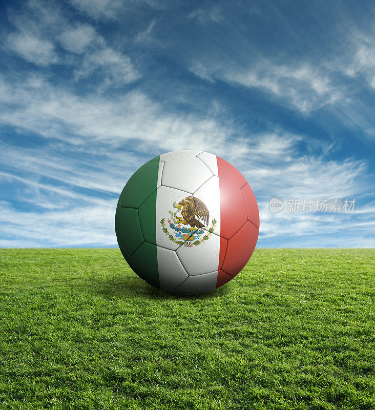 足球，带有墨西哥国旗的足球