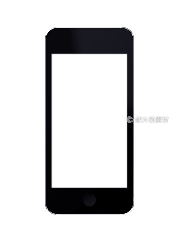 黑色触摸屏智能手机与白屏