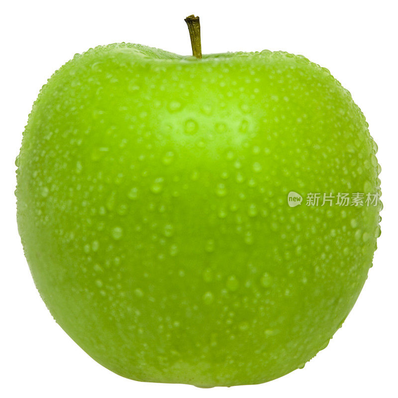 湿青苹果孤立在白色(修剪路径)
