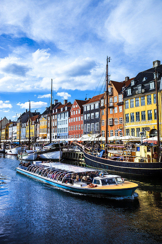 哥本哈根著名的运河，船和房子