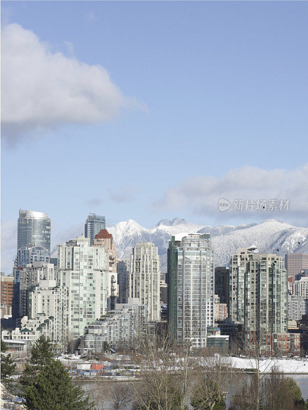 一个冬天的早晨，加拿大温哥华的耶鲁城住宅楼