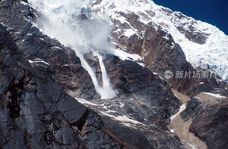 安第斯山脉的冰川雪崩