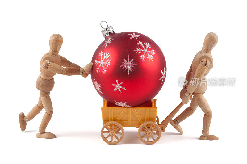 送圣诞小玩意的木制人体模型