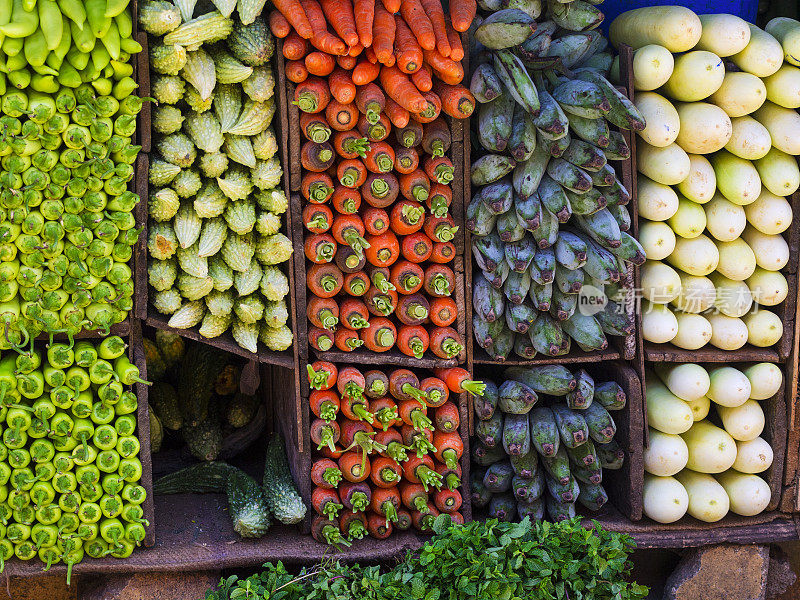 斯里兰卡康提市场上的蔬菜