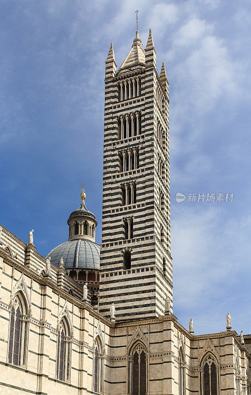 锡耶纳大教堂钟楼(锡耶纳大教堂)，锡耶纳，托斯卡纳，意大利。