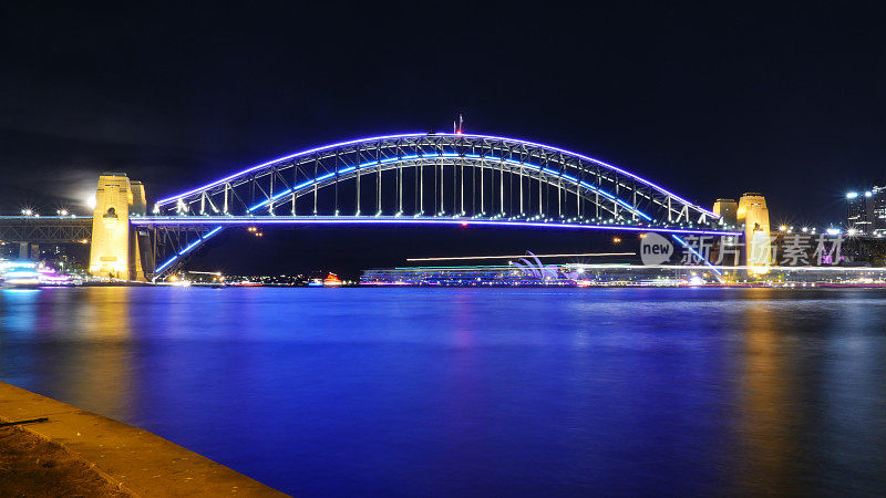 悉尼海港大桥和歌剧院澳大利亚夜4k
