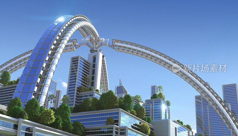 3D未来绿色城市。