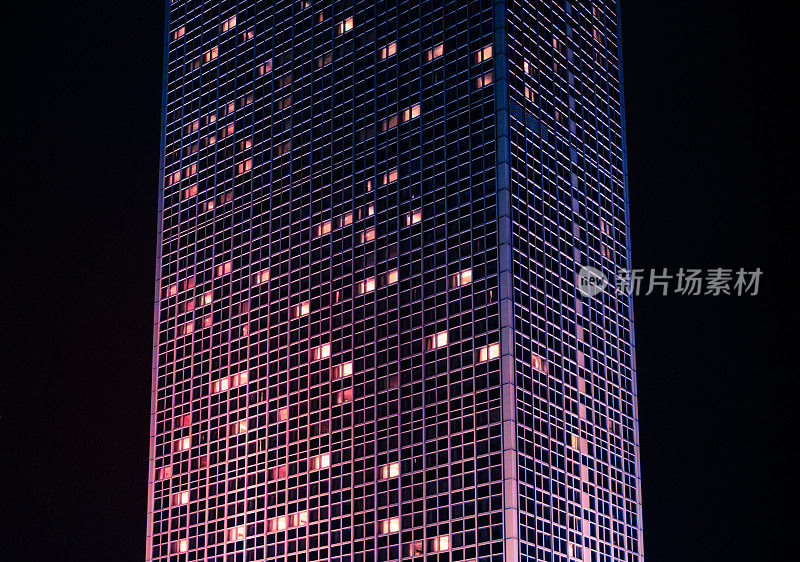 高楼大厦夜景，现代建筑外观