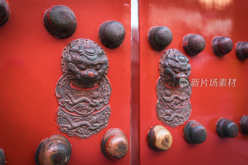 北京，中国紫禁城大门关闭