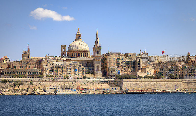 城市景观显示瓦莱塔，马耳他的首都
