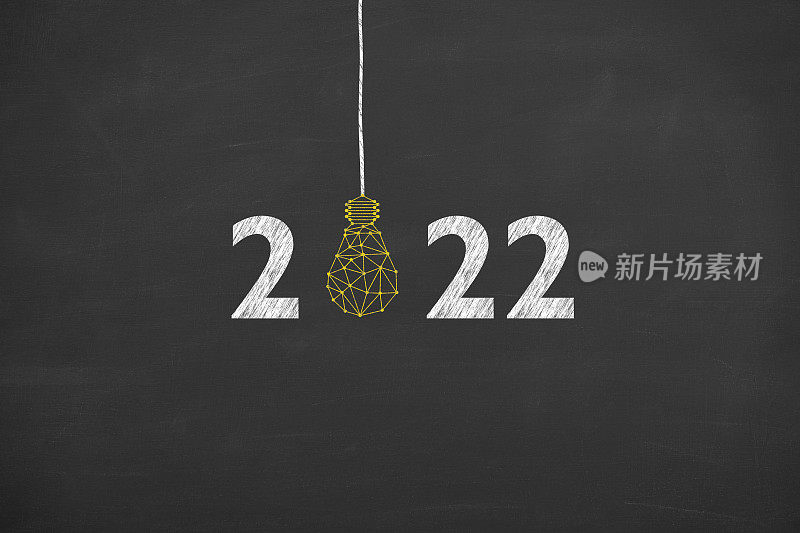 新的2022年黑板背景创意概念