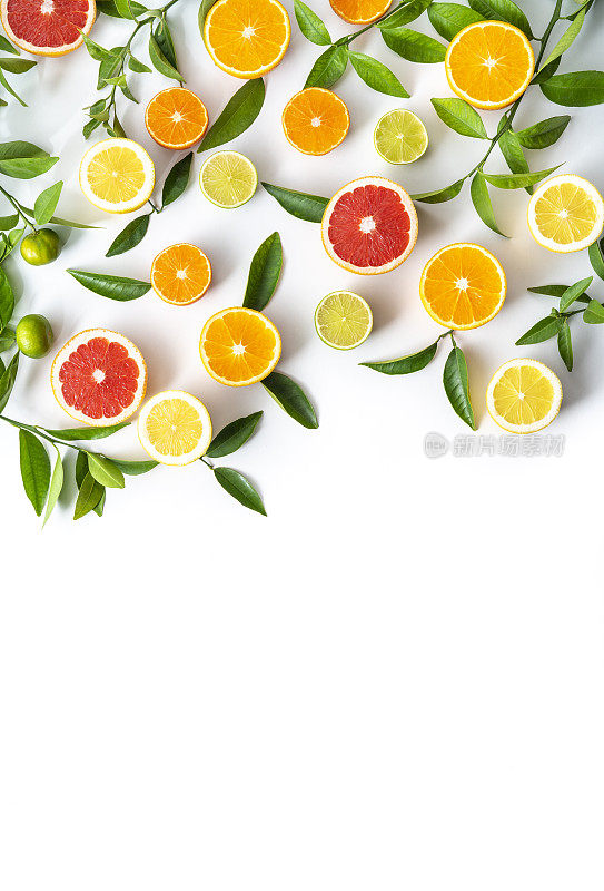 柑橘类水果片橙子柑橘酸橙柠檬