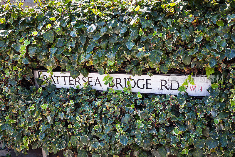 伦敦南部的巴特西桥路标志