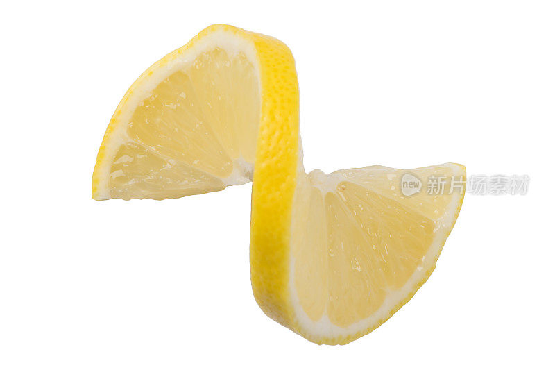 柠檬片，带白色的扭曲的背景