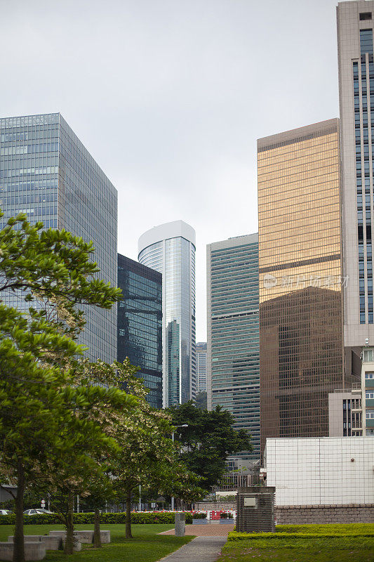 中国香港岛金融区的摩天大楼