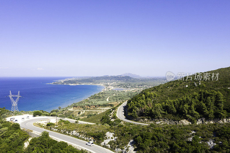 Zakynthos山鸟瞰图，希腊