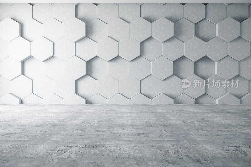 空白色几何六角形墙