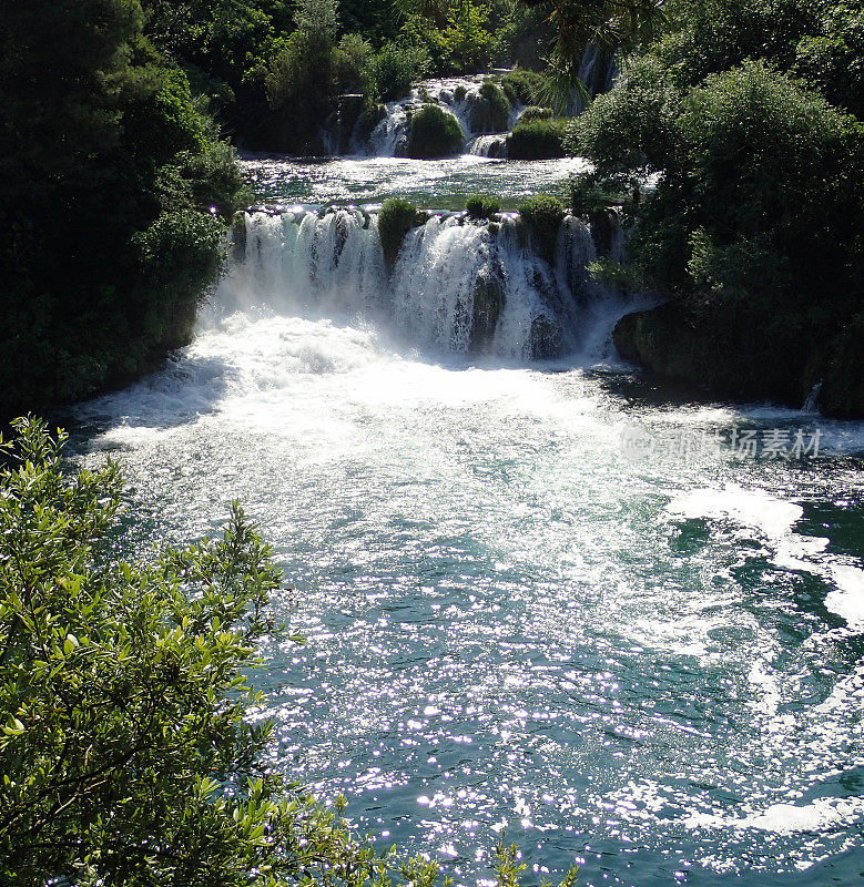 瀑布，克尔卡国家公园，克罗地亚