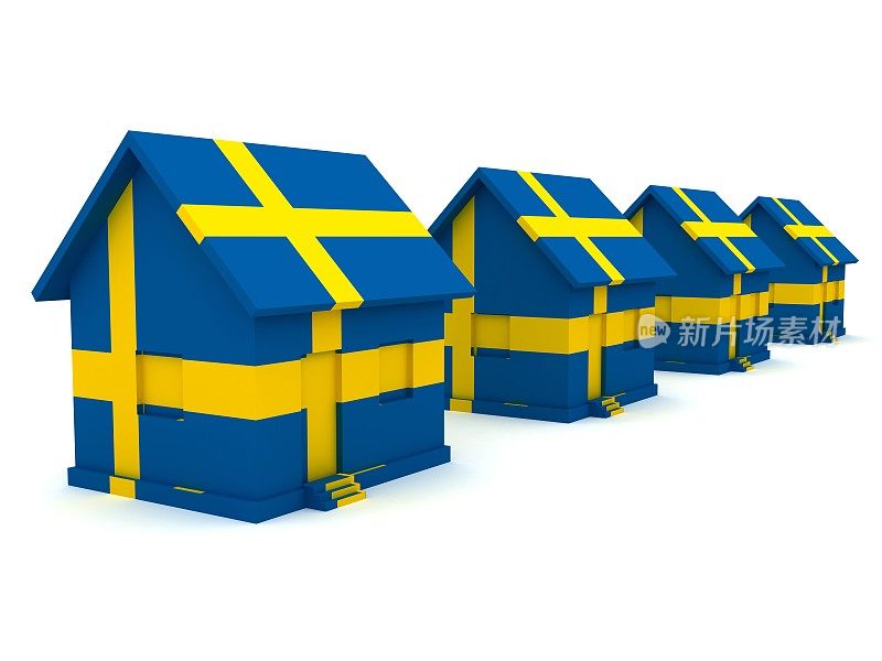 瑞典国旗的房子