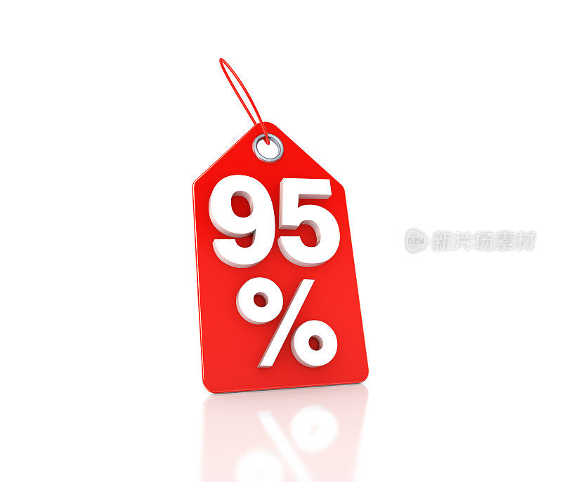 价格标签上有95%的折扣