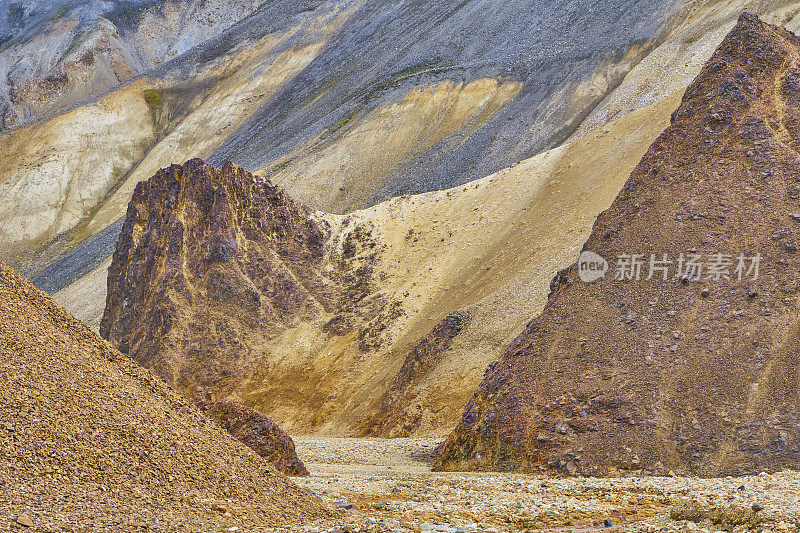 欧洲美丽独特的岛国冰岛的高地上的Landmannalaugar的令人叹为观止的彩色山丘