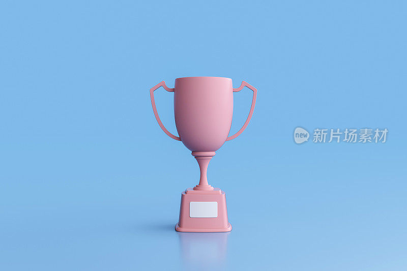 粉色奖杯杯孤立在蓝色背景
