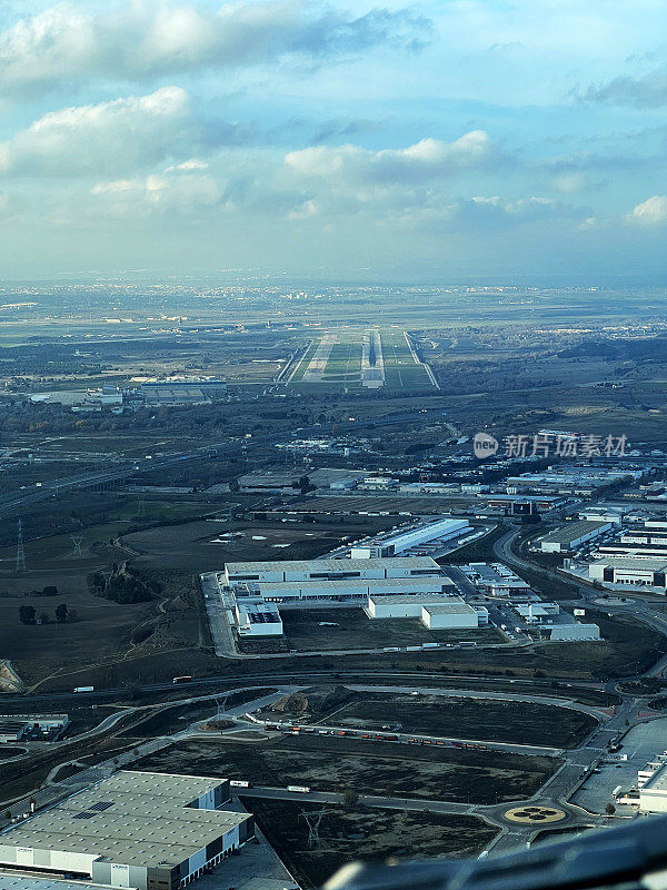 航空照片从工业区域水平照片座舱的观点