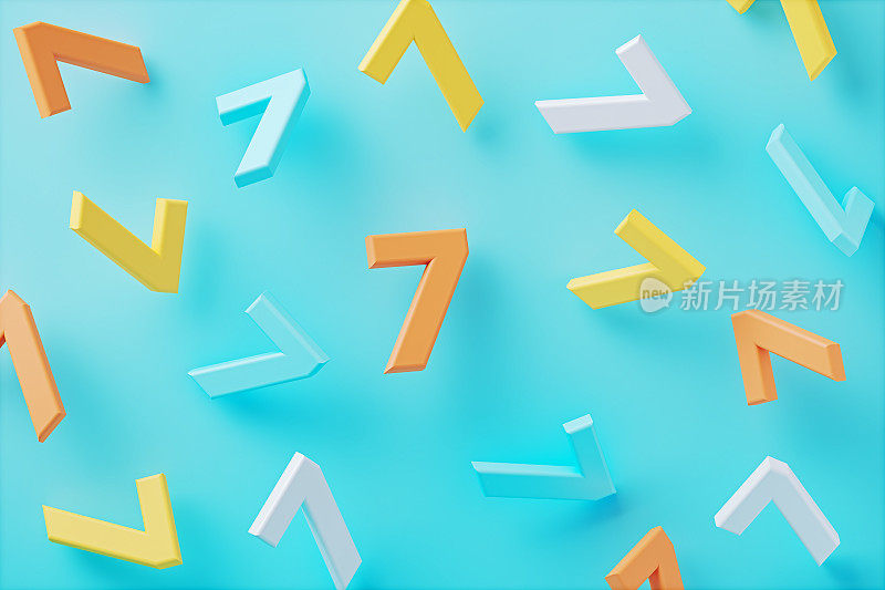 蓝色背景上的彩色数字7