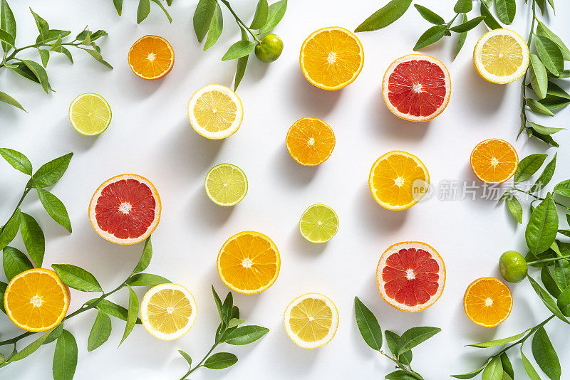 柑橘类水果片橙子柑橘酸橙柠檬