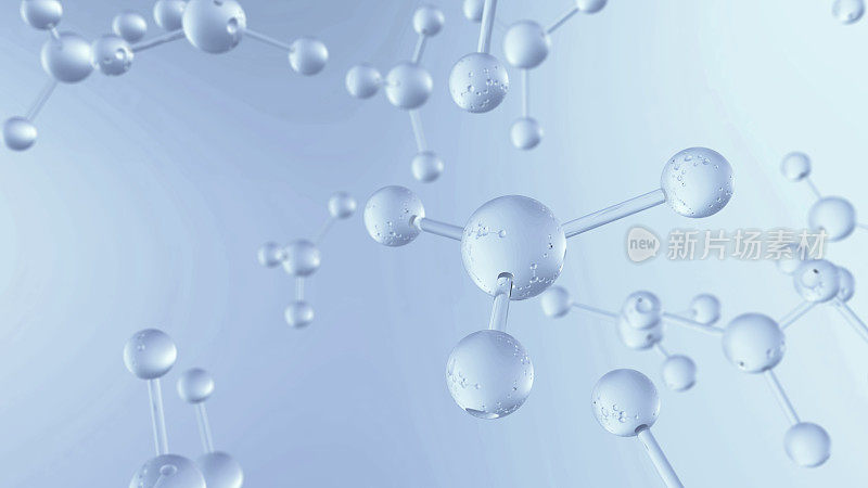 三维插图分子在水滴