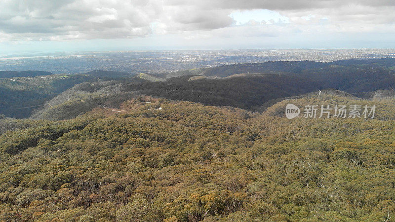 阿德莱德乡村空中全景从崇高山保护公园，澳大利亚从无人机