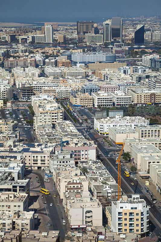 阿拉伯联合酋长国迪拜，Deira社区的典型建筑鸟瞰图