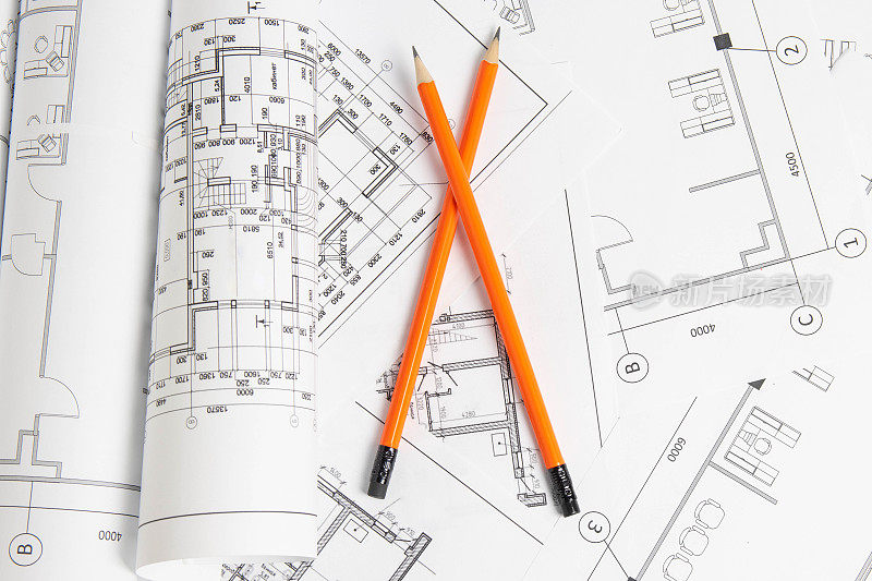 建筑计划。工程房屋图纸和蓝图。