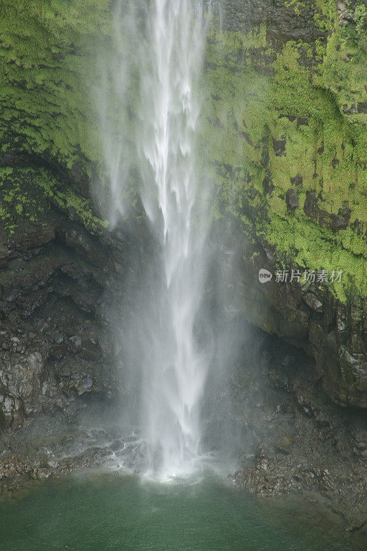 阿卡瀑布，大岛，夏威夷，瀑布，动态模糊，热带，雨林