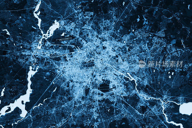 柏林抽象城市地图顶视图黑暗