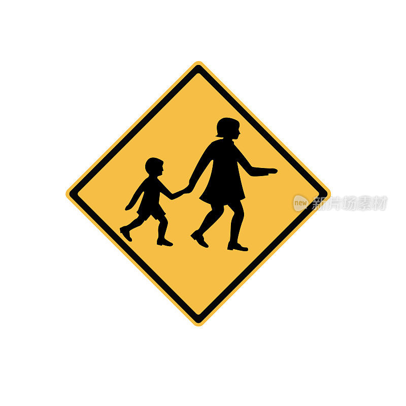 道路标志儿童过马路孤立在整个背景